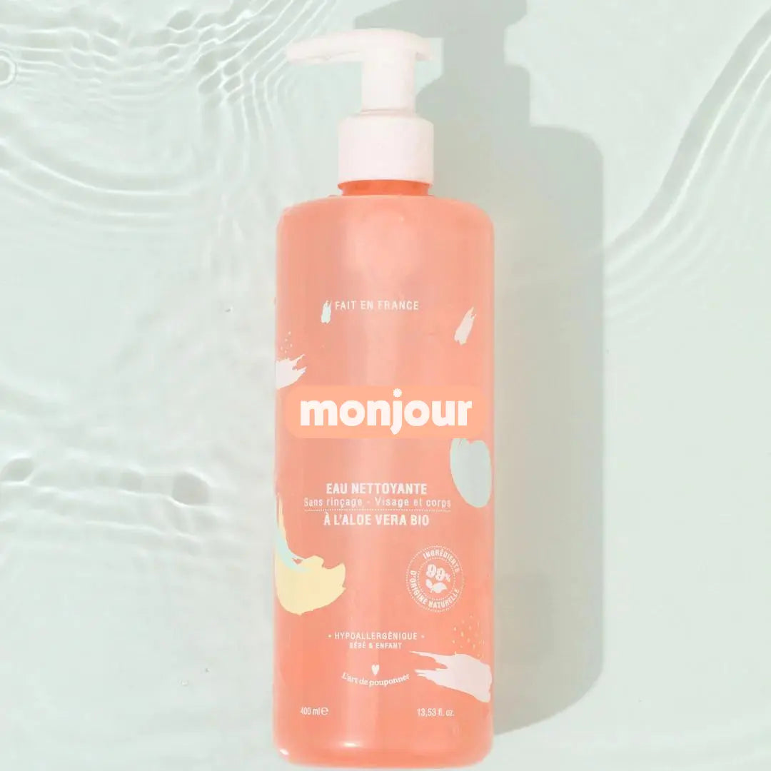 Eau nettoyante soins bébé enfant famille cosmétique naturels Français